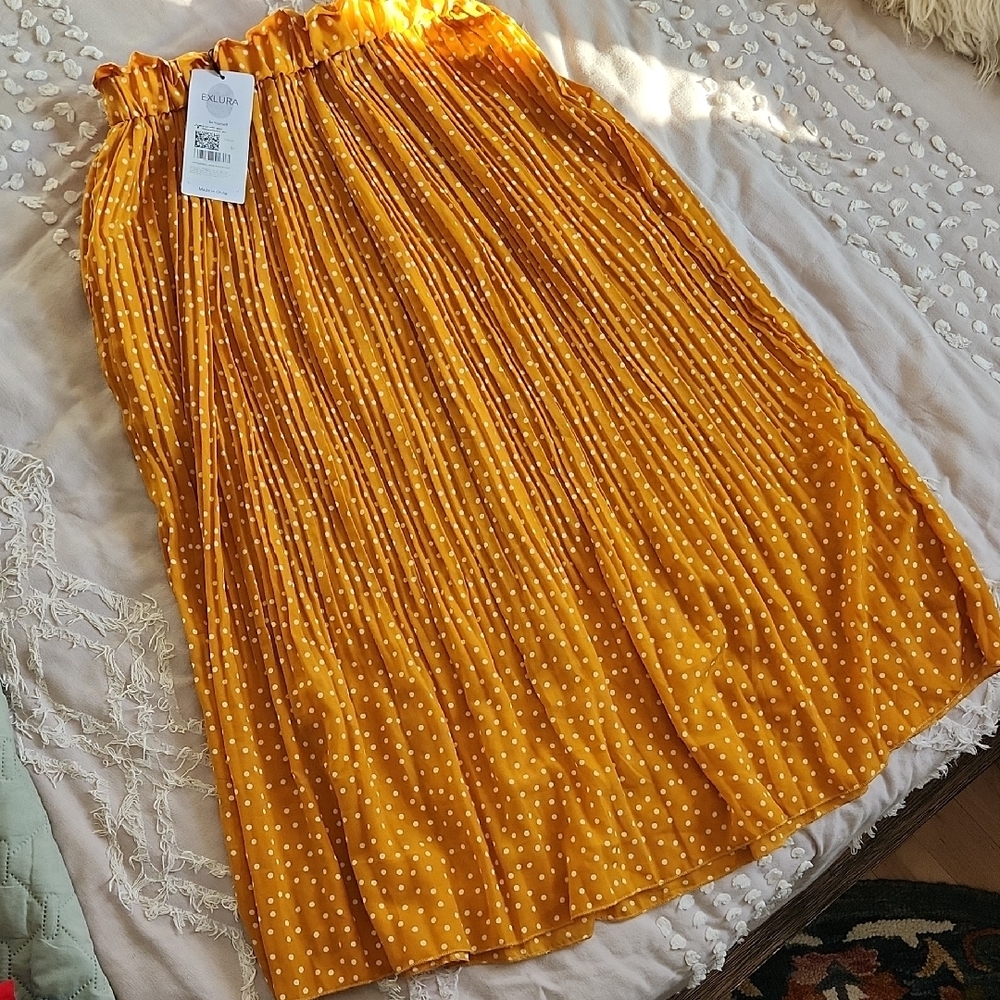 Kuliin Mustard Yellow Polka Dot Skirt
